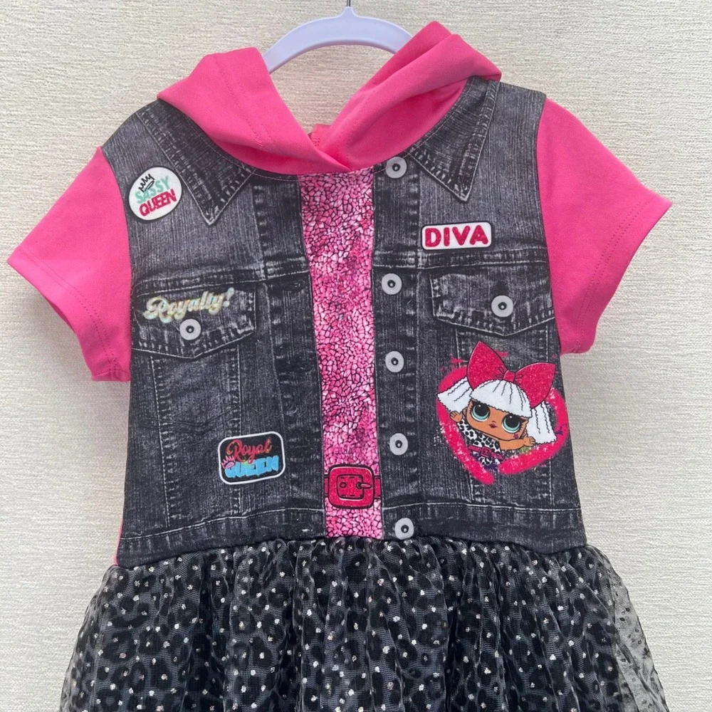 LOL Surprise DIVA Girls Short Sleeve Hooded Cosplay Dress‎ Med 7/8 L.O.L.